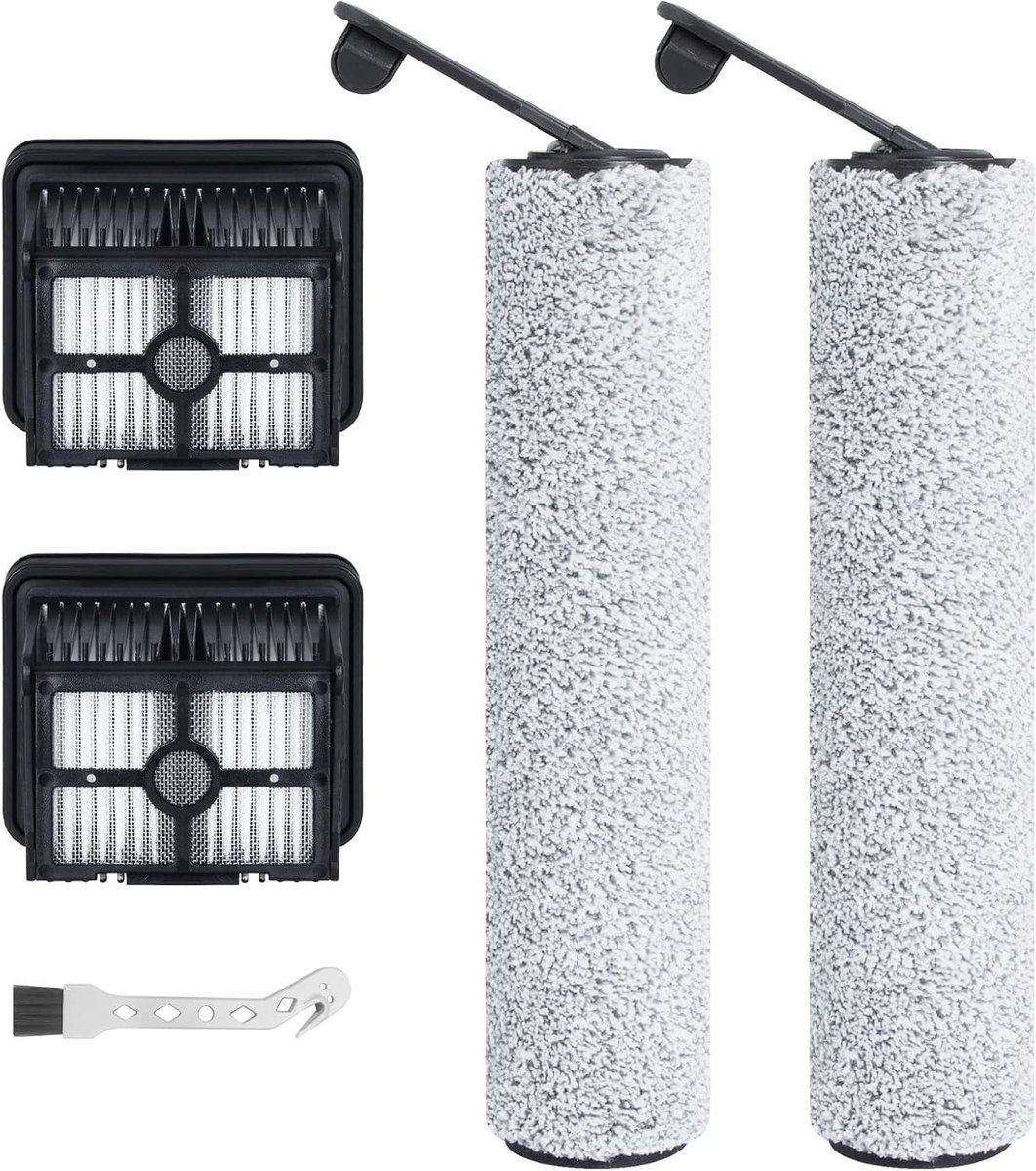 Allecto Plus - Borstelrol filter reserveonderdelen voor nat-droog-stofzuiger - Set van 2 borstelrollen en 2 HEPA-filters - Inclusief reinigingsborstel