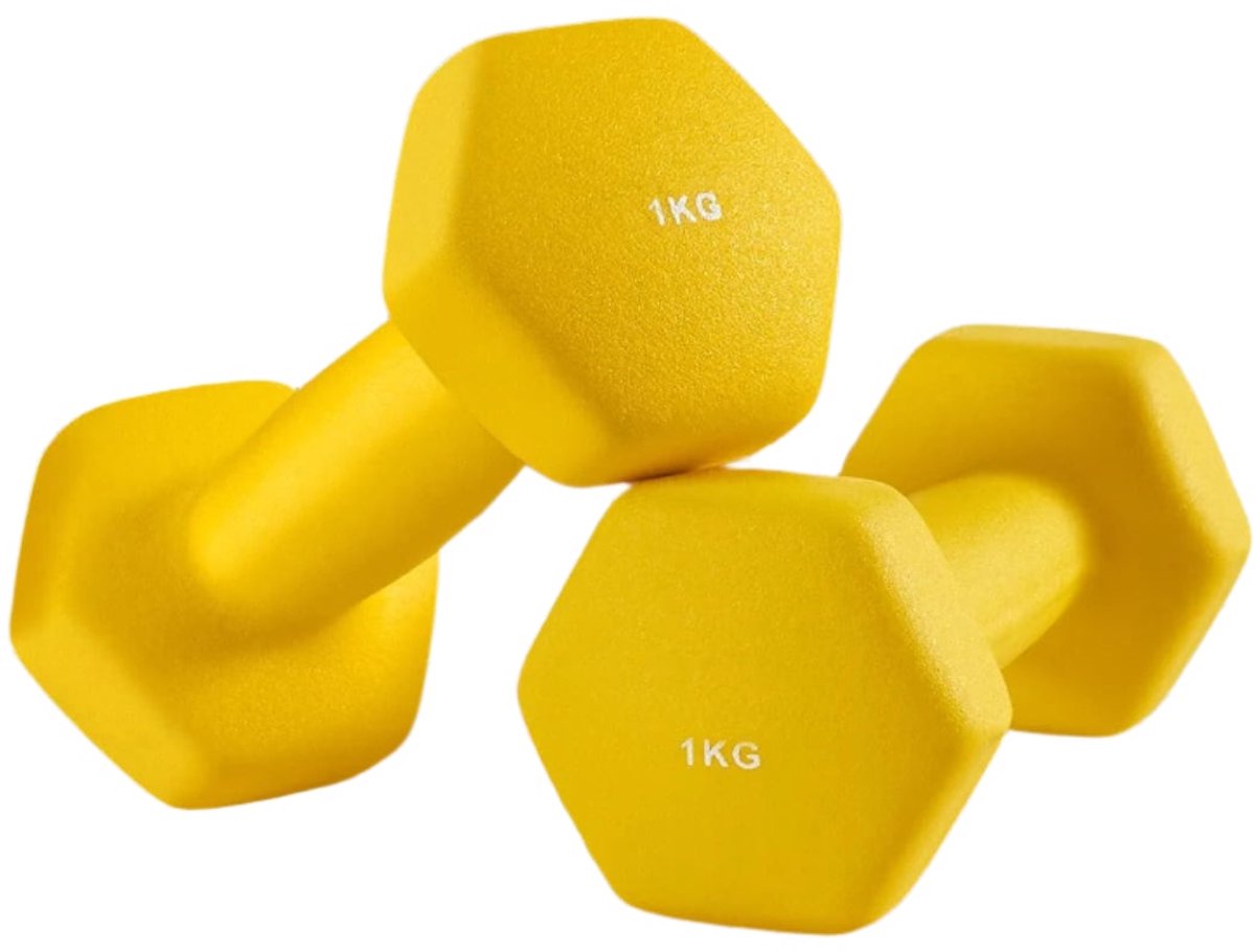 Dumbbell Set - Vrije gewichten - Oefeningsgewichten - Space -reddende krachttraining - 2 x 1 kg - Gietijzer met vinylcoating