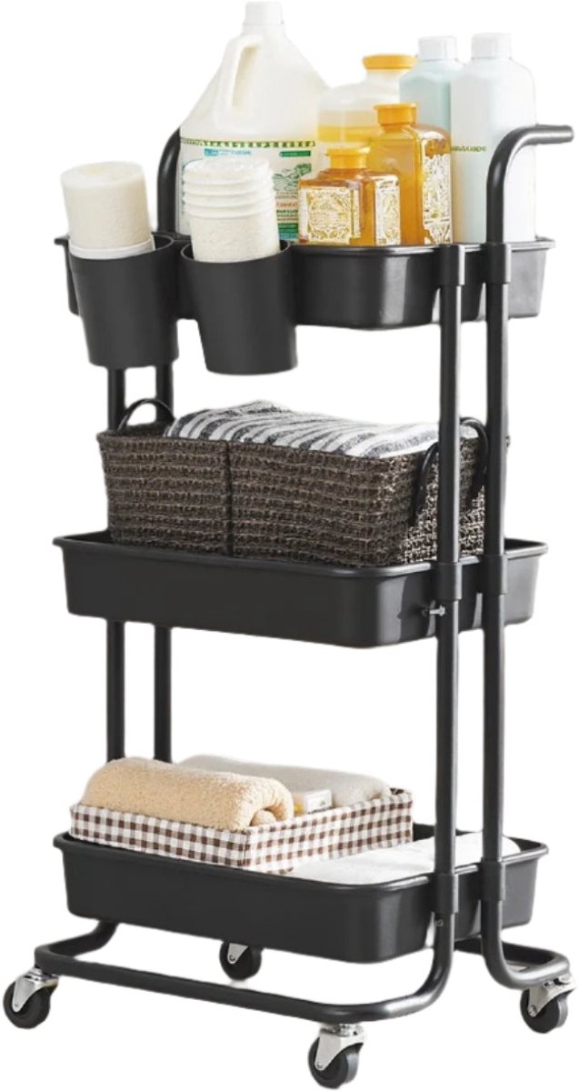 3 -tier trolley - Serveerwagen - keukenkar - Robuust stalen frame - 41,6 cm x 33,5 cm x 86,3 cm