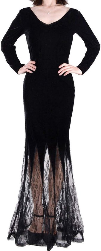 SCARLET DARKNESS Steampunk maxi-jurk voor dames, Halloween, carnaval, cosplay, Vikingkostuum, zwart, M, zwart