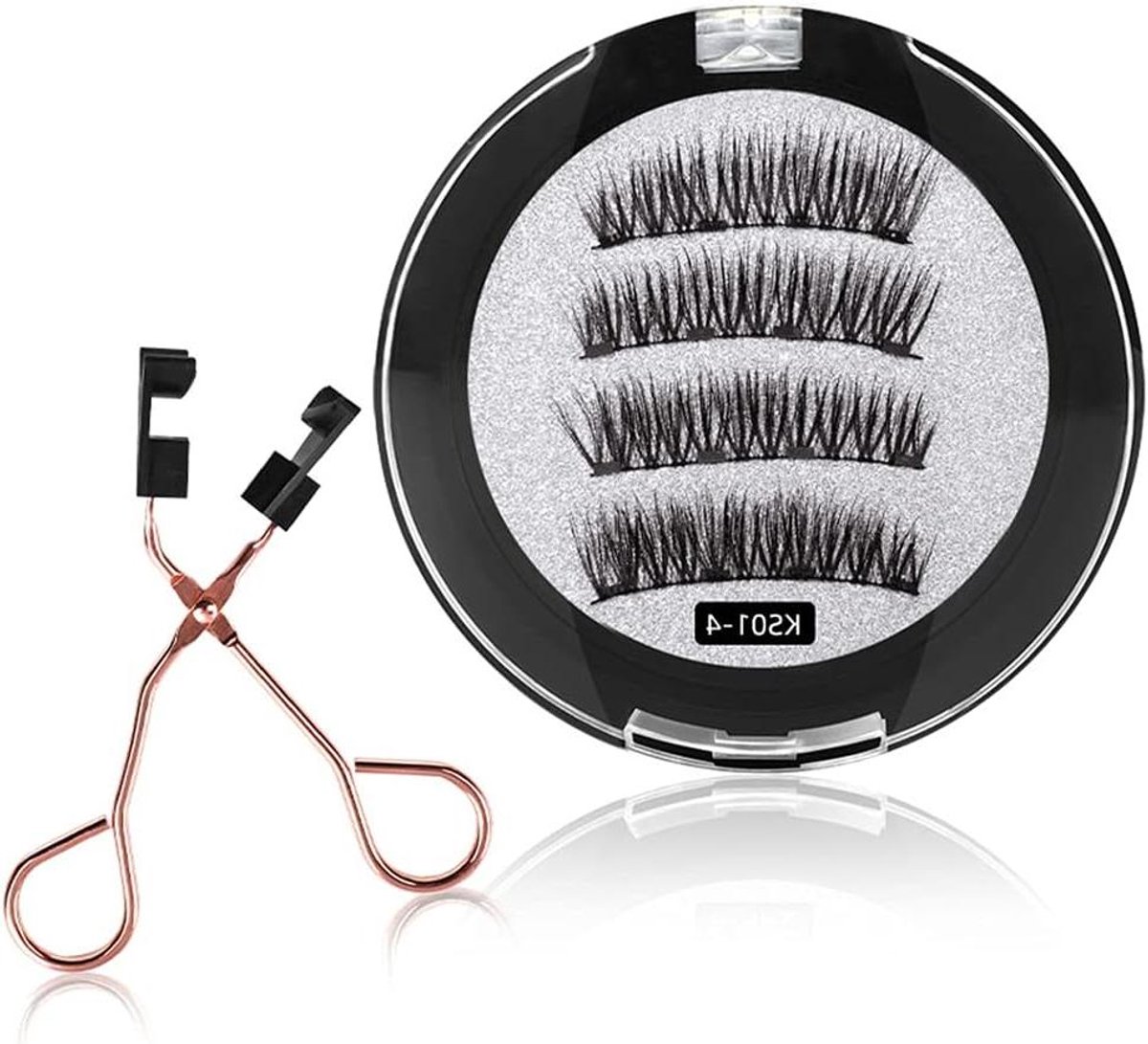 Allecto Plus - Herbruikbare Magnatische Wimpers Zwart - Kunstwimpers met Tongs voor Make-up - Volume en Krul Wimperverlengingen - Meervoudige Technologieën 3D - Langdurige Kunstwimpers