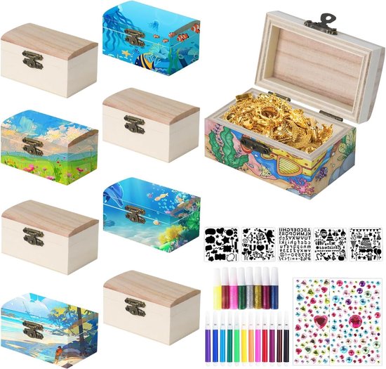 Lot De 12 Mini Coffres Au Trésor En Bois – Petites Boîtes En Bois Avec Couvercle Pour Anniversaire Enfant, Bricolage, Peinture, Rangement Bijoux