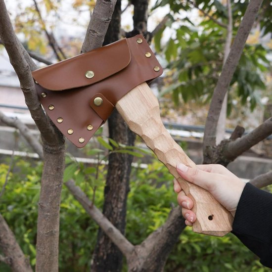 Inovra Plus - Bijlhoes en beschermhoes voor scherpe bijl - Leren bijlschede - 115 cm bijlrand - Outdoor camping en wandelen - Jachthulpmiddel — afbeelding 3