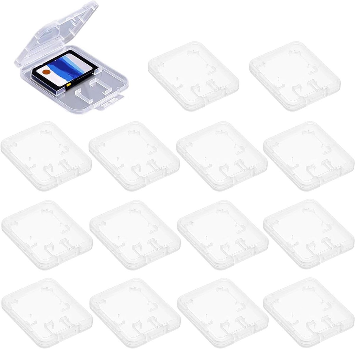 Allecto Plus - Set van 15 Transparante SD Kaart Beschermhoezen voor Veilige Opslag en Organisatie van Memory Cards