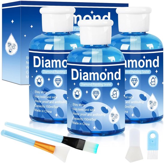 Foto: Trankielo diamantschilderij afdichtingsset met 3 flessen 150ml elk 4 accessoires diamond painting lijm set beschermende transparante kit voor diamond art