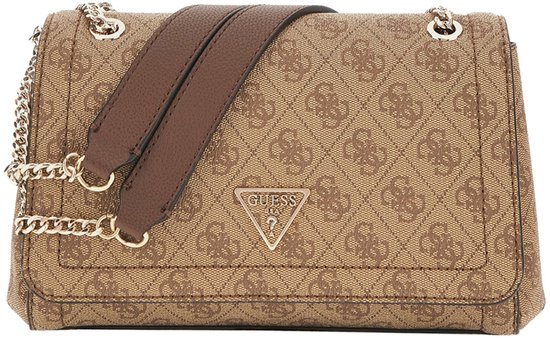 GUESS Sac à épaule bandoulière Noelle II Convertible Xbody Flap Bag Latte Logo / Brown Marron clair