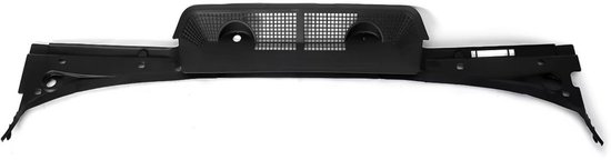 Couvercle de moteur d'essuie-glace en plastique noir avec grille et ouvertures rondes.