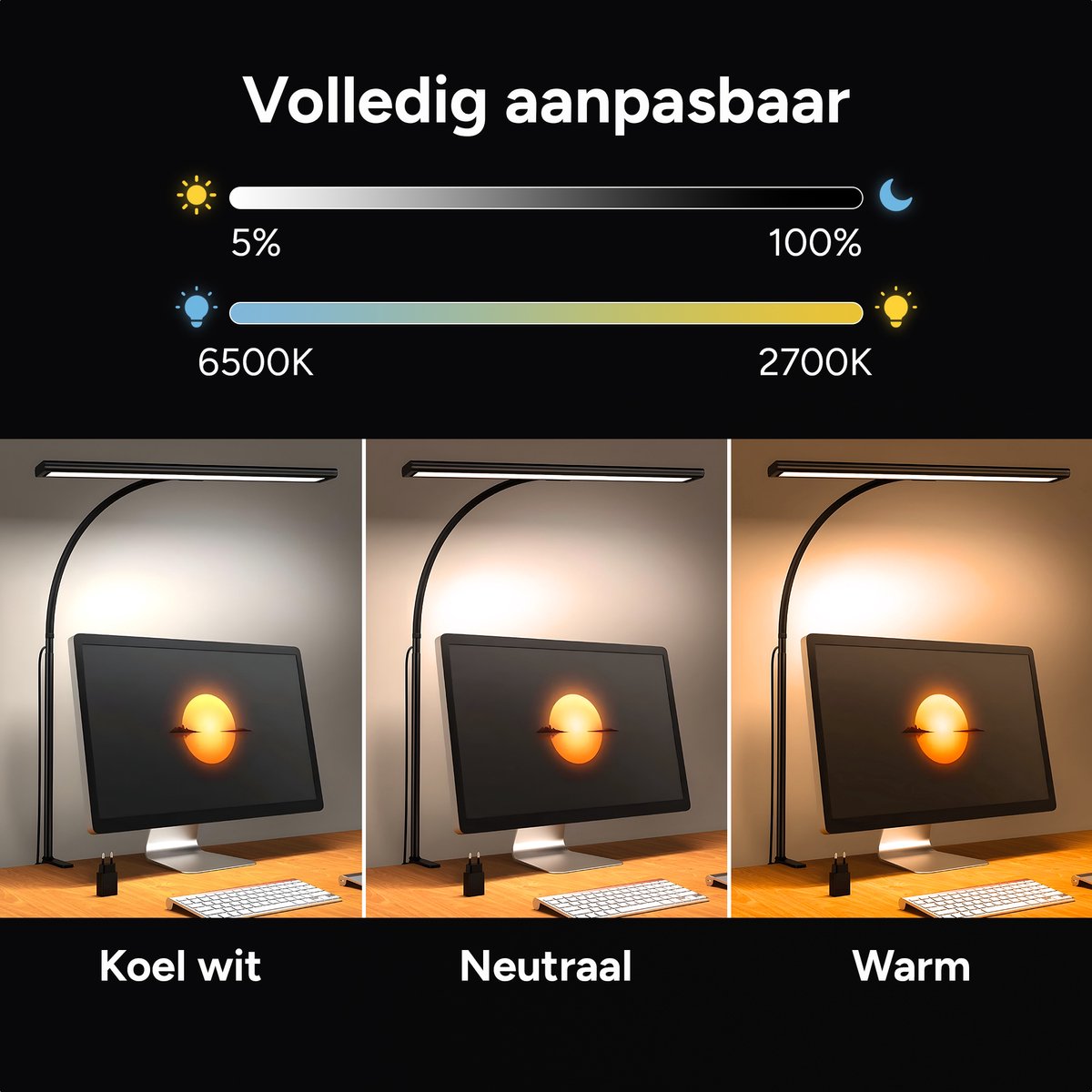RS Goods LED-bureaulamp met klem en dimfunctie thumbnail 3