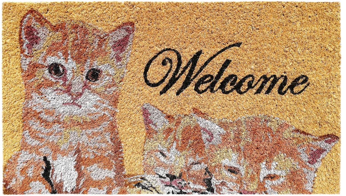 Ibenzoa Stijlvolle en Kokosmat 40 x 70 cm met Antislip Onderlaag - Kleine Katten