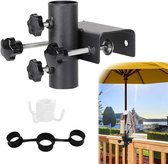 Parasolhouder voor balkon - Parasolklem - Houder voor Parasol - voor Stokdiameter 23-38mm - Leuning binnen 6 cm - Geen Parasolvoet Nodig - Speciaal Ontworpen voor Balkon - Parasolklem Balkon - Parasolhouder - Voor tuin, balkon, terras en veranda