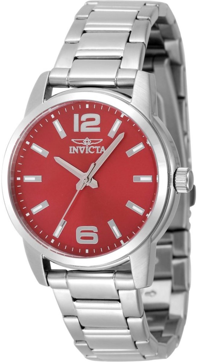Invicta Celestial 48500 Dames Horloge - Waterdicht - Analoog - Quartz Uurwerk - Roestvrij Staal met rode Wijzerplaat - 36mm