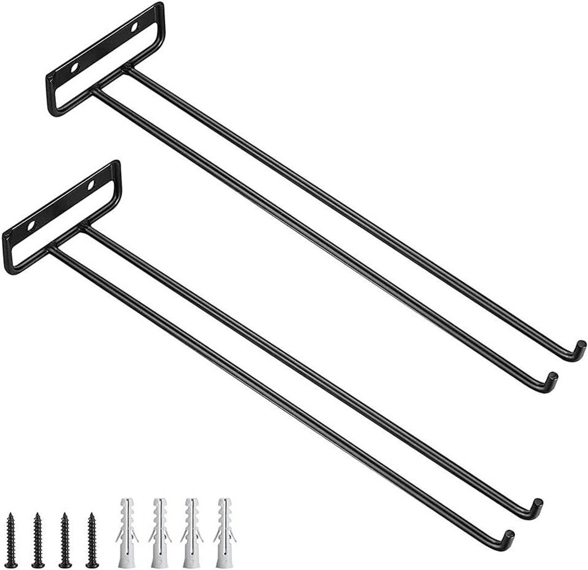 2 Pack Wandmontage Wijnglashouders - Zwart - Ruimtebesparend - Keuken en Bar - Thuis - Wijnopslag - Hangend، 2 zoekwoorden toegevoegd en merknaam verwijderd.