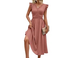 Nivard Zomerjurk Dames - Zomerjurken - Volwassen - Jurk - Ibiza Stijl - Sundress - Rose - Maat XL