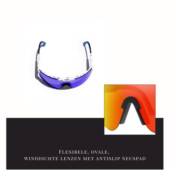 Flamengo® Sport Zonnebril - TR90 Frame+TAC Lens - Viper Glasses - Wintersport zonnebril - sneeuw - ski bril - Fietsbril - Sportbril - rave space festival bril - UV 400 gepolariseerd - Rood Oranje van flamengo — afbeelding 4