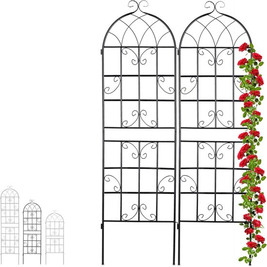 Relaxdays plantenklimrek metaal, 2 stuks, rankhulp voor klimplanten, in
