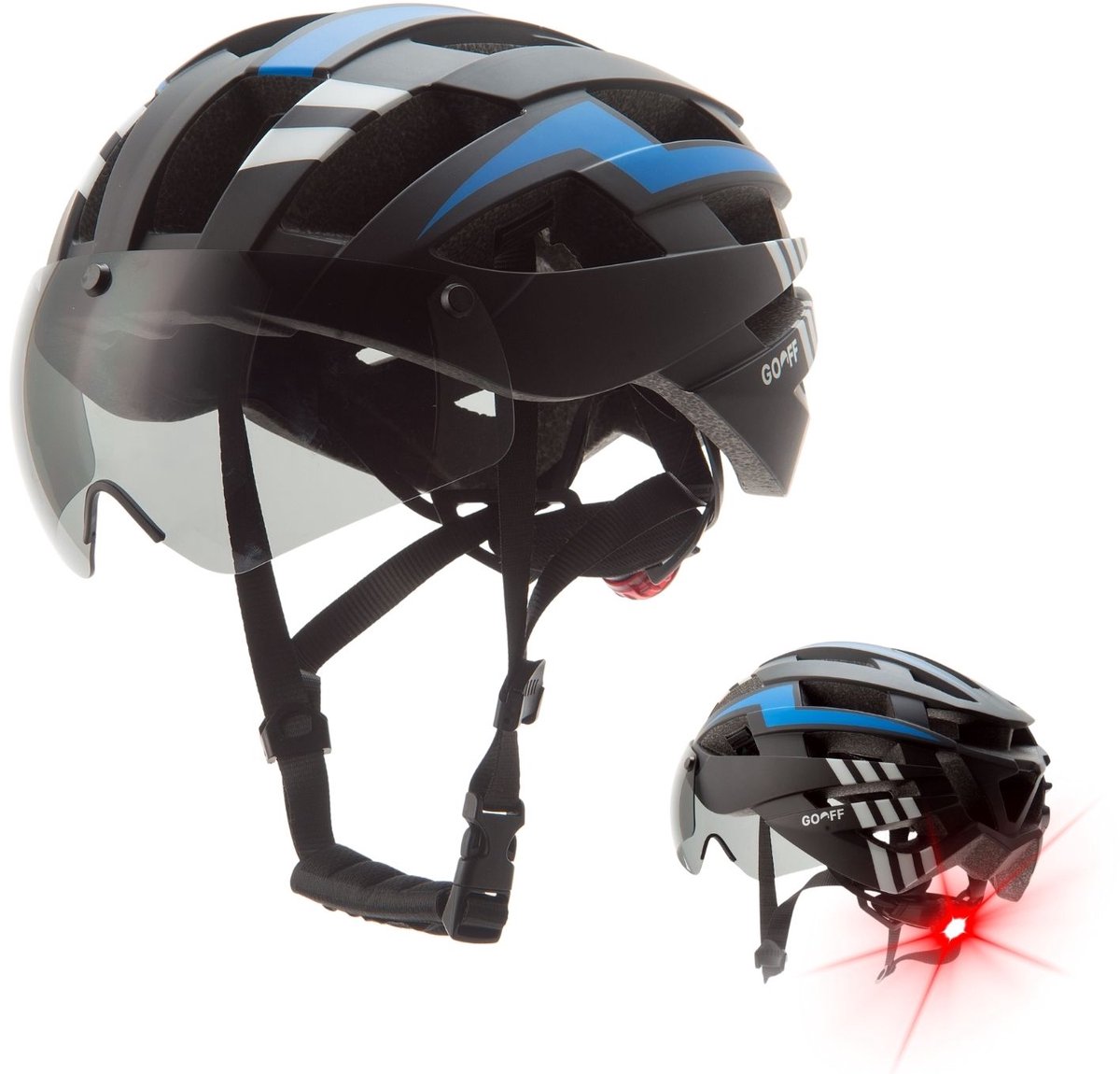 Bol.com GOOFF® Blitz Fietshelm met Vizier en Verlichting - Ebike Helm voor Volwassenen - Geschikt voor Elektrische Fiets en Race... aanbieding