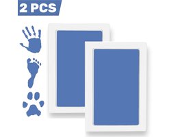 2 stuks - Baby Hand- en Voetafdruk Inktpad - Blauw - 10,8 x 15,4 cm - Veilig Inktkussen voor Newborn Herinnering - Perfect voor Eerste Verjaardag, Geboorteboek, DIY Fotolijst of Cadeau - Voor Handafdruk & Voetafdruk van Pasgeboren Baby's