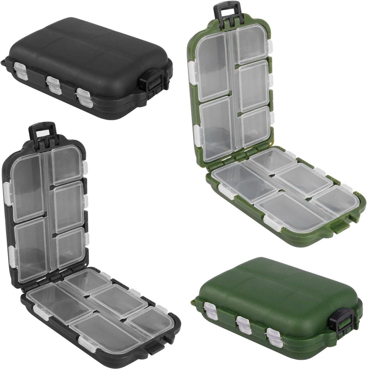 Visbox 4 stuks met tacklebox - 10 vakken voor professionele hengelaccessoires - Vissen - Haken en aas