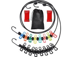 Retractable Portable Clothes line for Travel - 2 Packs of Clothesline with 8 Clothespins and Disposable Compressed Towels - Indoor Camping Accessories