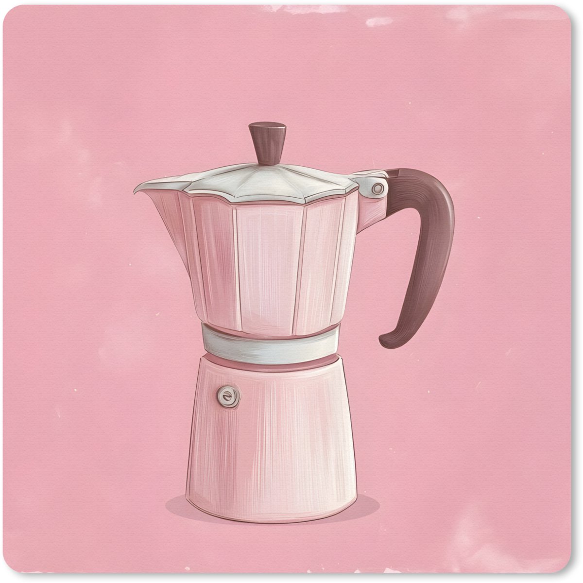 Muismat 30x30 cm - Mousepad Roze - Mokkapot - Illustratie - Koffie - Muismatten