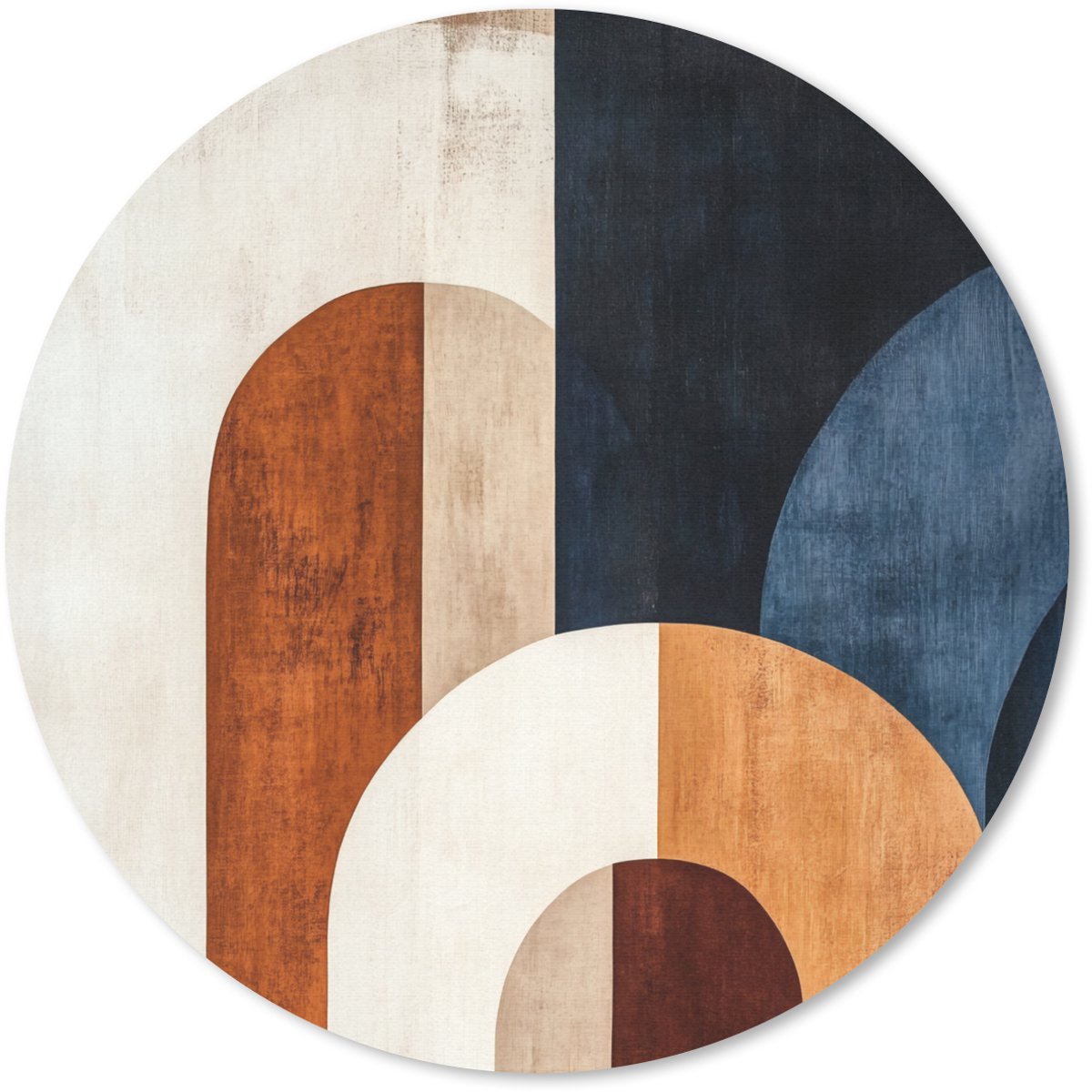 Muismat rond 50x50 cm - Mousepad Abstract - Vormen - Donkerblauw - Ronde muismatten