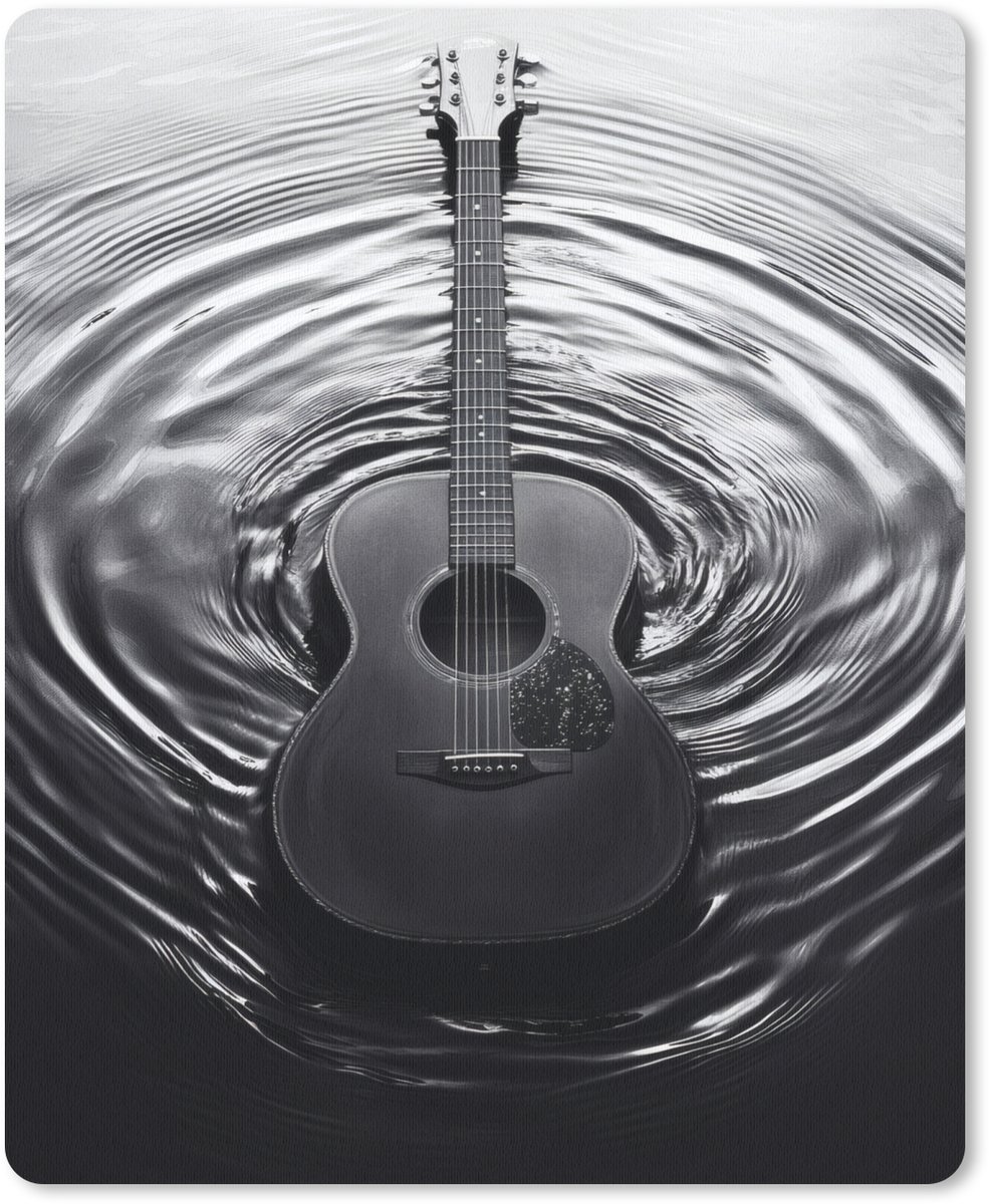 Muismat 19x23 cm - Mousepad Gitaar - Hout - Water - Muismatten