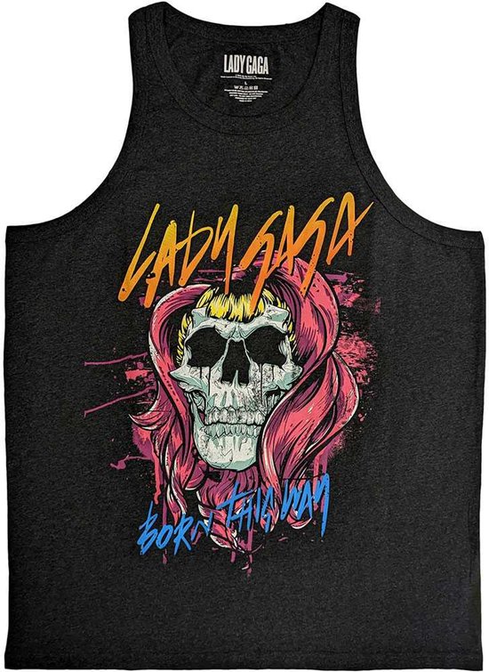 Lady Gaga - Skull Tanktop - L - Grijs