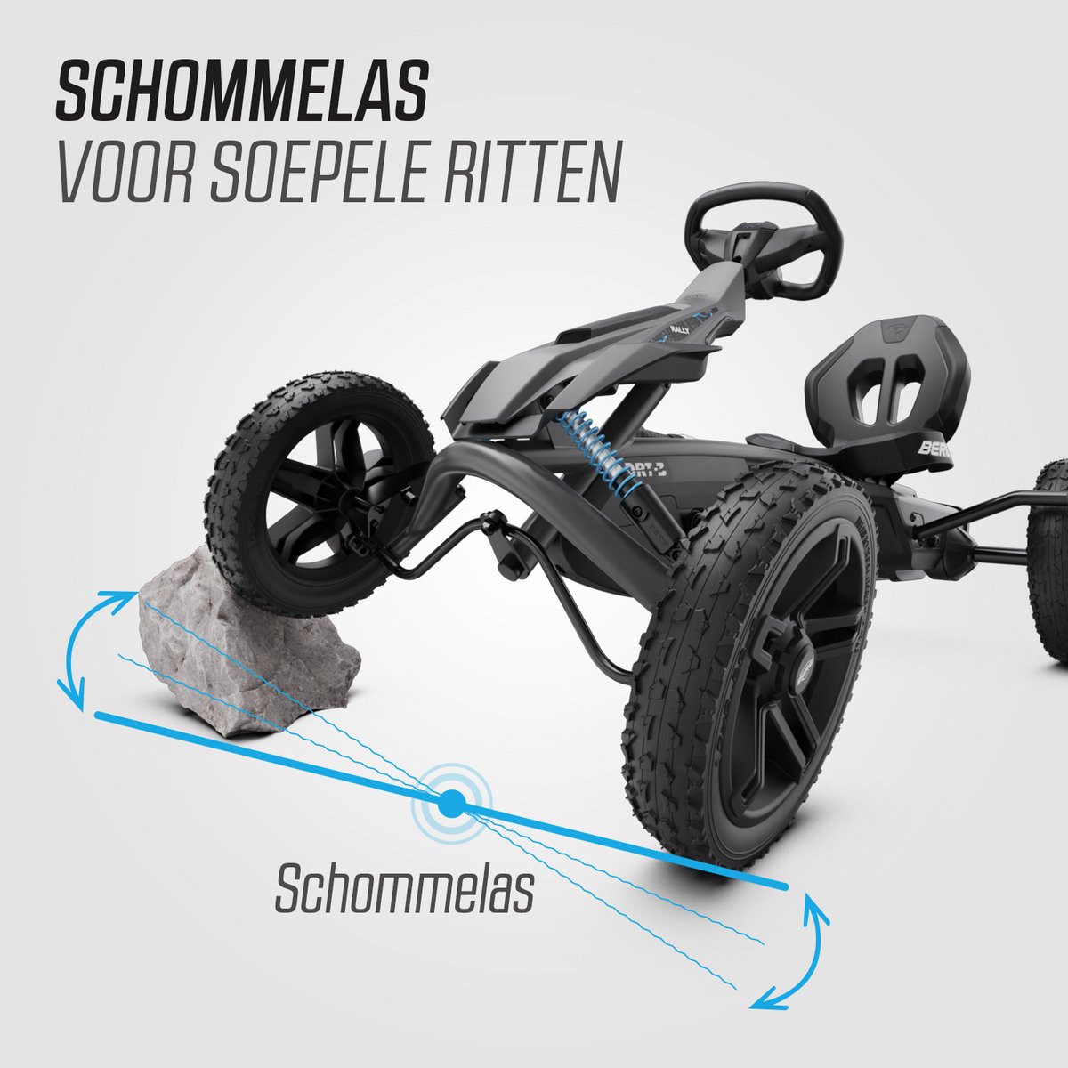 BERG Rally DRT Black 3 Gears Skelter - Drie Versnellingen - Schokabsorberende off-road veren- Verstelbare stoel - 4+ Jaar - Zwart — afbeelding 8