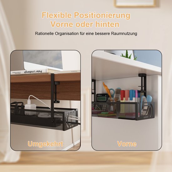 Kabelgoot Bureau Klemmen - Zonder Boren | Kabelmanagement Onder Bureau (40cm, 4.5KG) - Zwart
