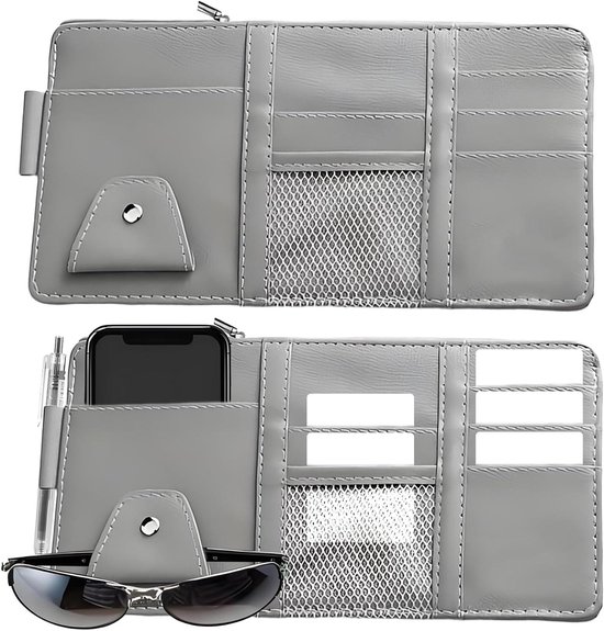 thumbnail: MoKo Magnetische Zonnebrilhouder Voor Auto - PU Leren Clip Voor Zonneklep