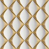 GRAFISCH 3D BEHANG | Optische Illusie - goud wit grijs - A.S. Création My Home My Spa