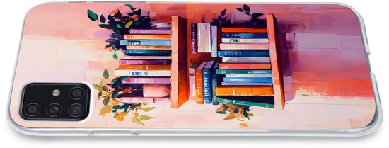 Telefoonhoesje Geschikt voor Samsung Galaxy A52 5G hoesje - Planken - Boeken - Bladeren - Siliconen Telefoonhoesje Telefoonhoesje