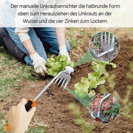 Onkruidverdelger 2 stuks roestvrij staal onkruidverwijderaar voegenkrabber - Tuin gereedschap voor graven en wieden — afbeelding 3