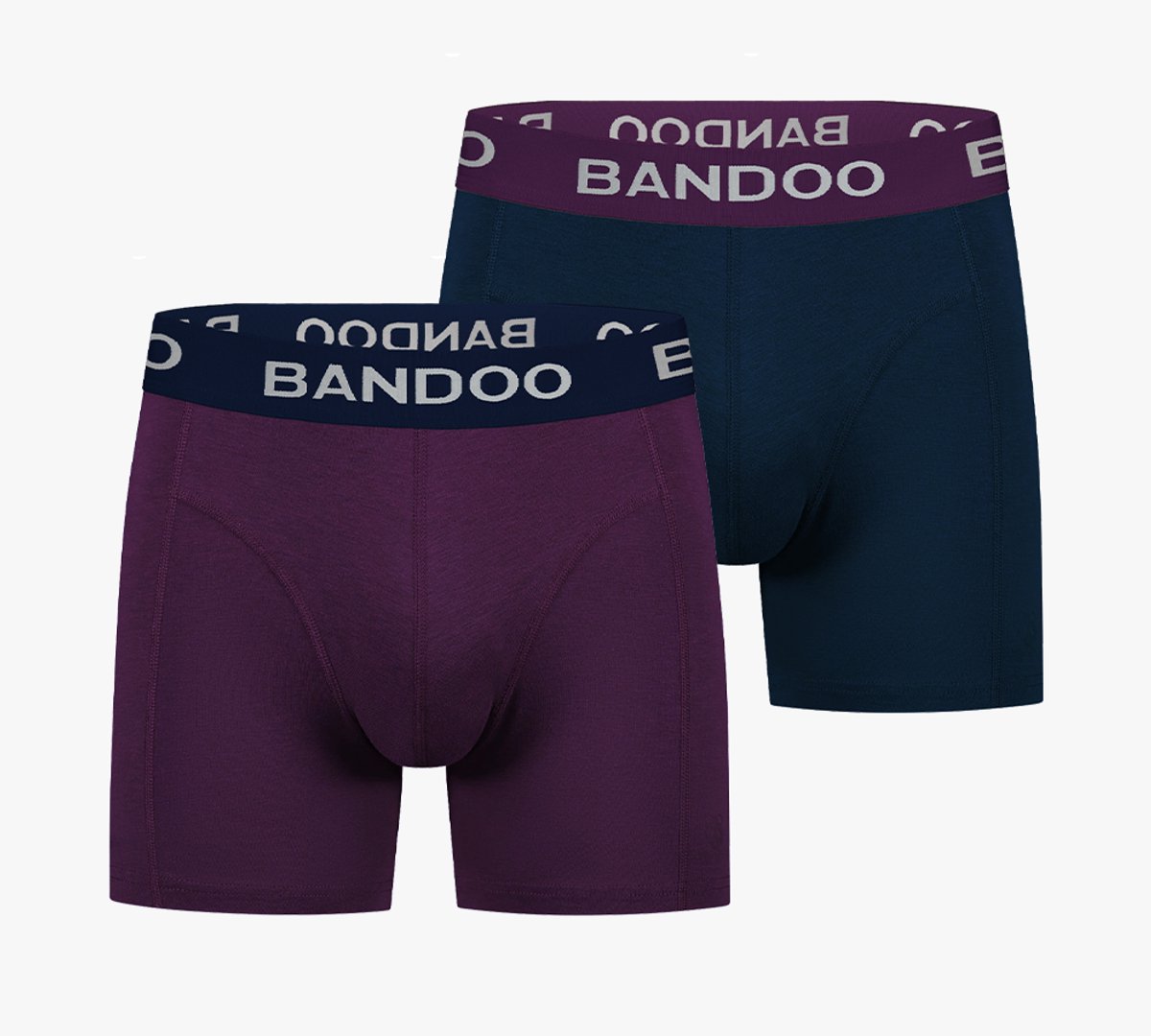 Bandoo Men's Bamboo - boxershorts heren - heren ondergoed - boxershorts - 2 Pack - Purple - Navy Blue - Size : XL