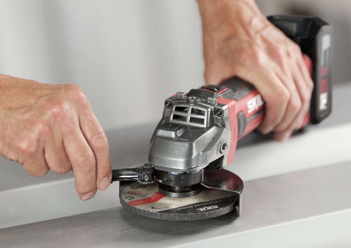 SKIL Accu Haakse Slijper 125 mm - 20V - Slijptol - Slijpmachine - Met Zijhandgreep & Beschermkap - Zonder Accu - Skil 3921 CA – foto 6