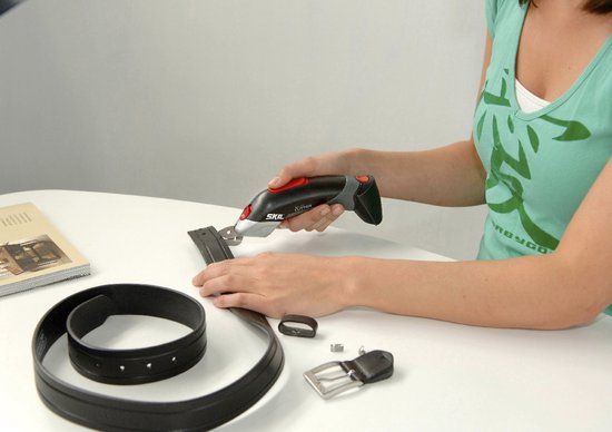 GoldOars Kartonsnijder, elektrische schaar met 4 V accu, 6 mm snijdikte voor karton, dozen en knutselen, incl. reservemesje