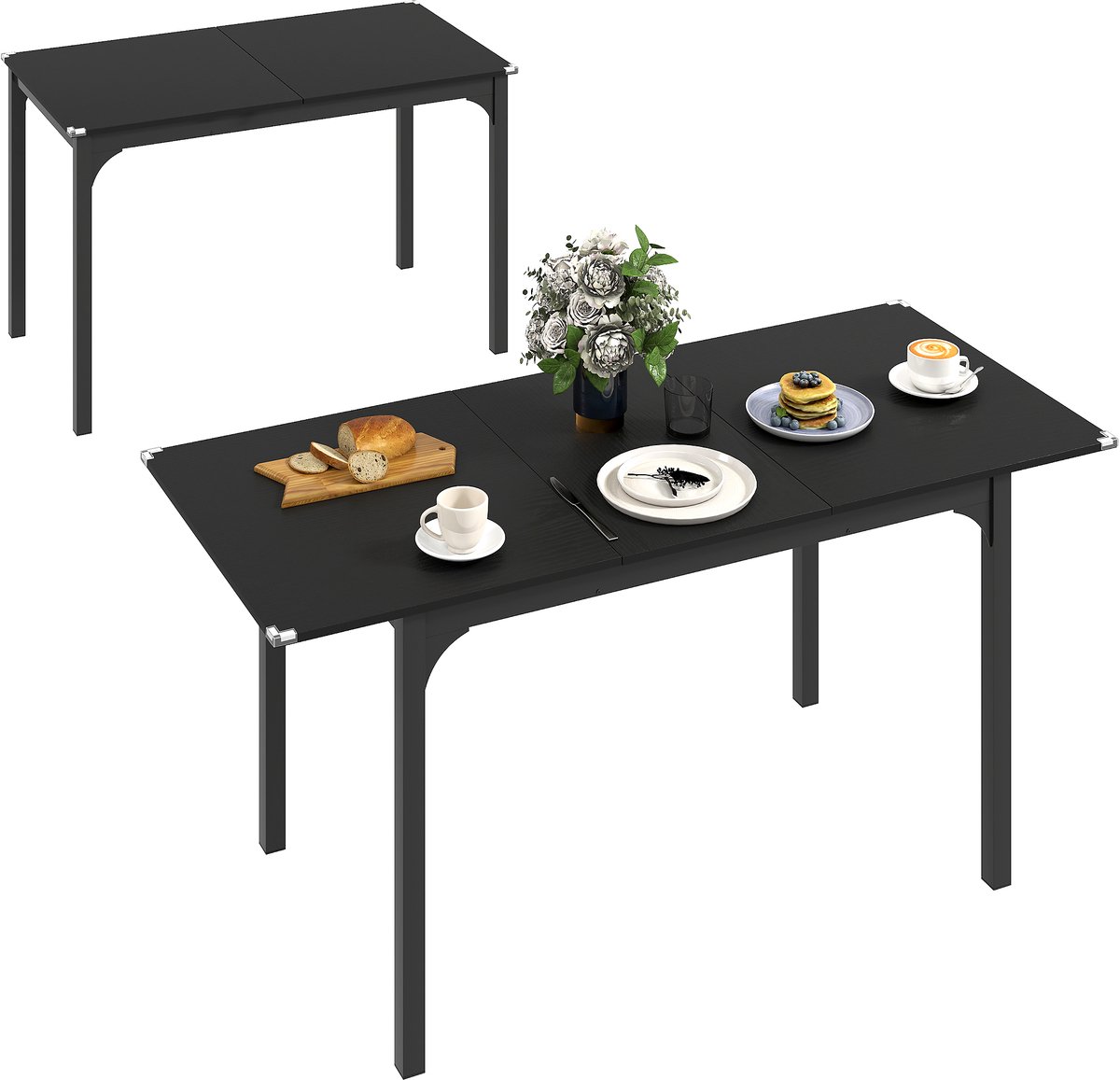 HOMCOM-Opklapbare eettafel-spaanplaat-120x60x76,5cm-grijs
