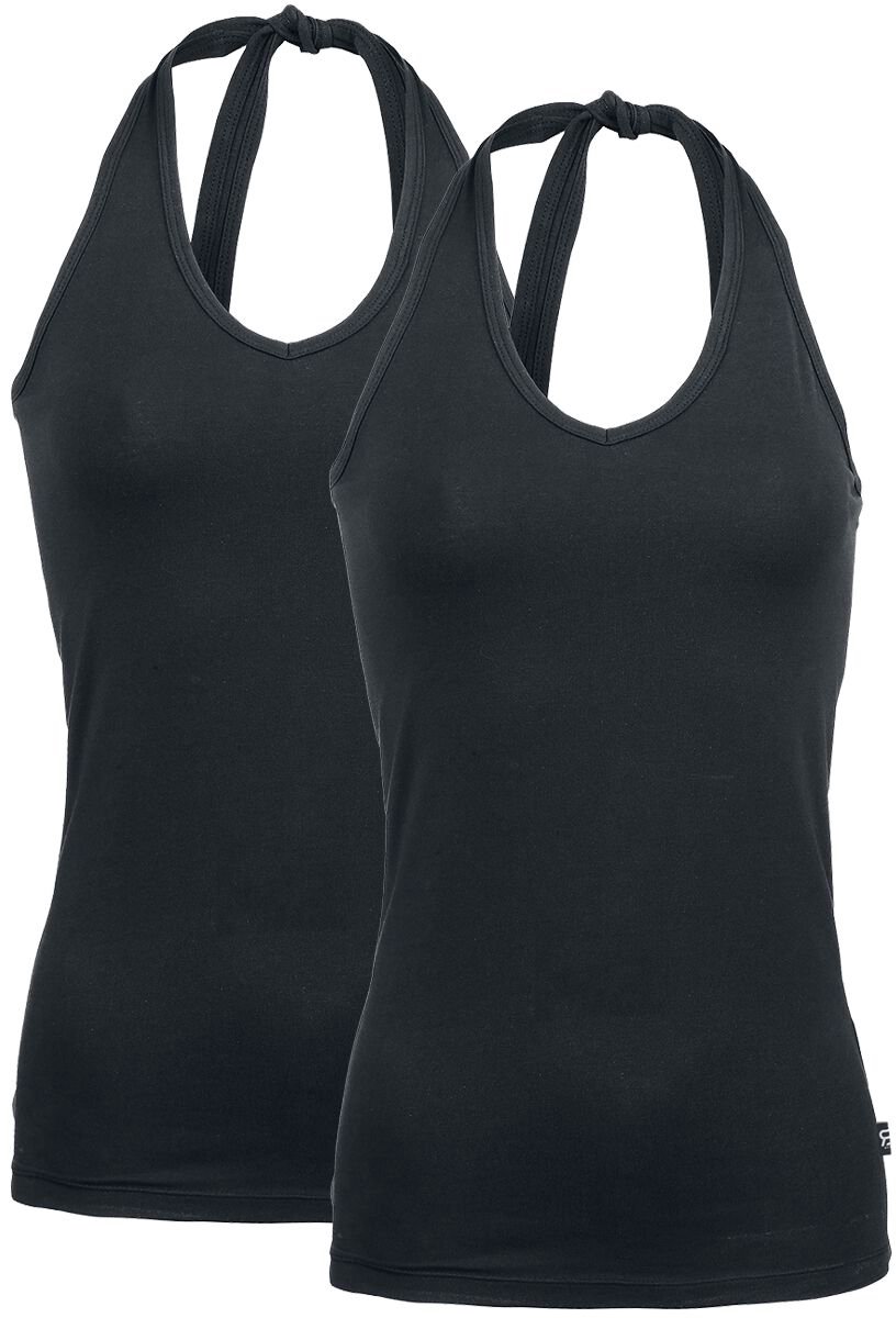 R.E.D. Rock-Engineered Design Zwarte haltertopjes in een dubbele verpakking - Dames - S