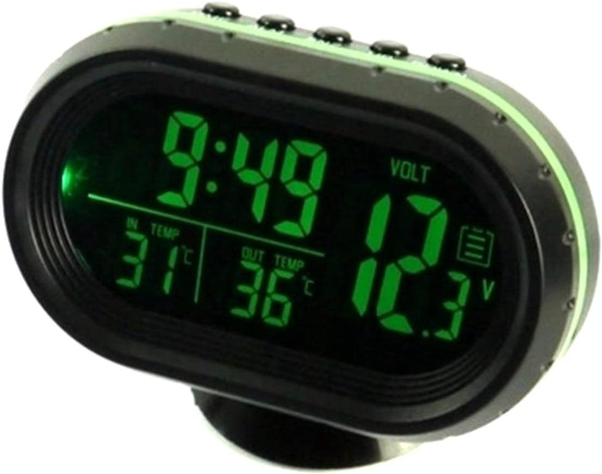 Auto Thermometer Digitale Klok - Voertuigen Dubbele Temperatuurmeter Klok - Groen