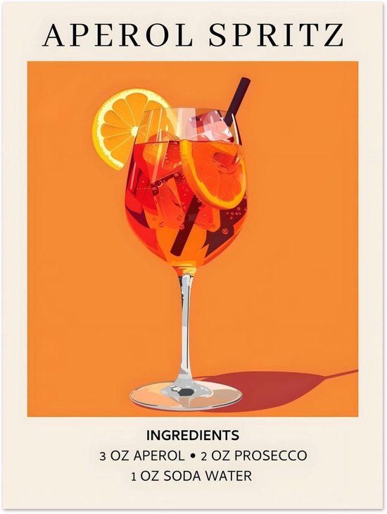 Aperol Spritz - Ingrediënten poster 30x40 cm