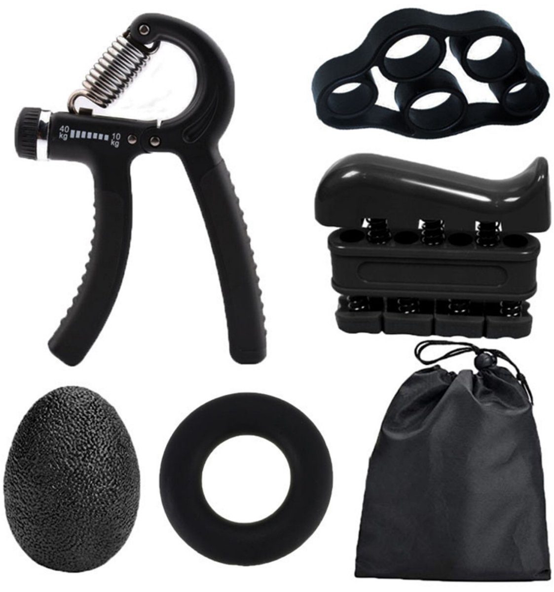 TOVBMUP 5 Stuks Handgripversterker - Griffkrachttrainer - Verstelbare Vingertrainer Set - Ergonomische Zachte Greep voor Stressvermindering - Geschikt voor Dagelijks Gebruik en Fitness - PP+ABS Materiaa