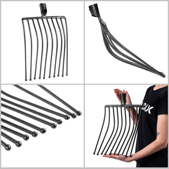 KADAX Aardappelvork zonder steel, raapvork van robuust staal, steenvork, aardappelvork, steenvork, draadvork, spatvork, hooivork, grafvork (zwart 10 tanden) — afbeelding 3