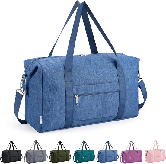 OIWAS Reistas met wielen, kleine 50 - 60 l business trolley handbagage sporttas weekendtas voor dames en heren uitbreiding, zwart, 55.5cm x 36cm 26.5cm, Reistas
