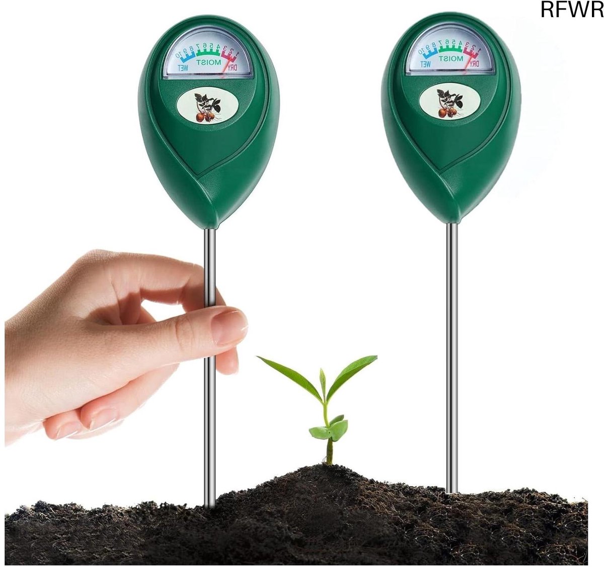 RFWR® Bodemvochtigheidsmeter - Nauwkeurige Grondvochtmeter voor Tuinbouw en Moestuin, Compact en Licht, 2 Stuks