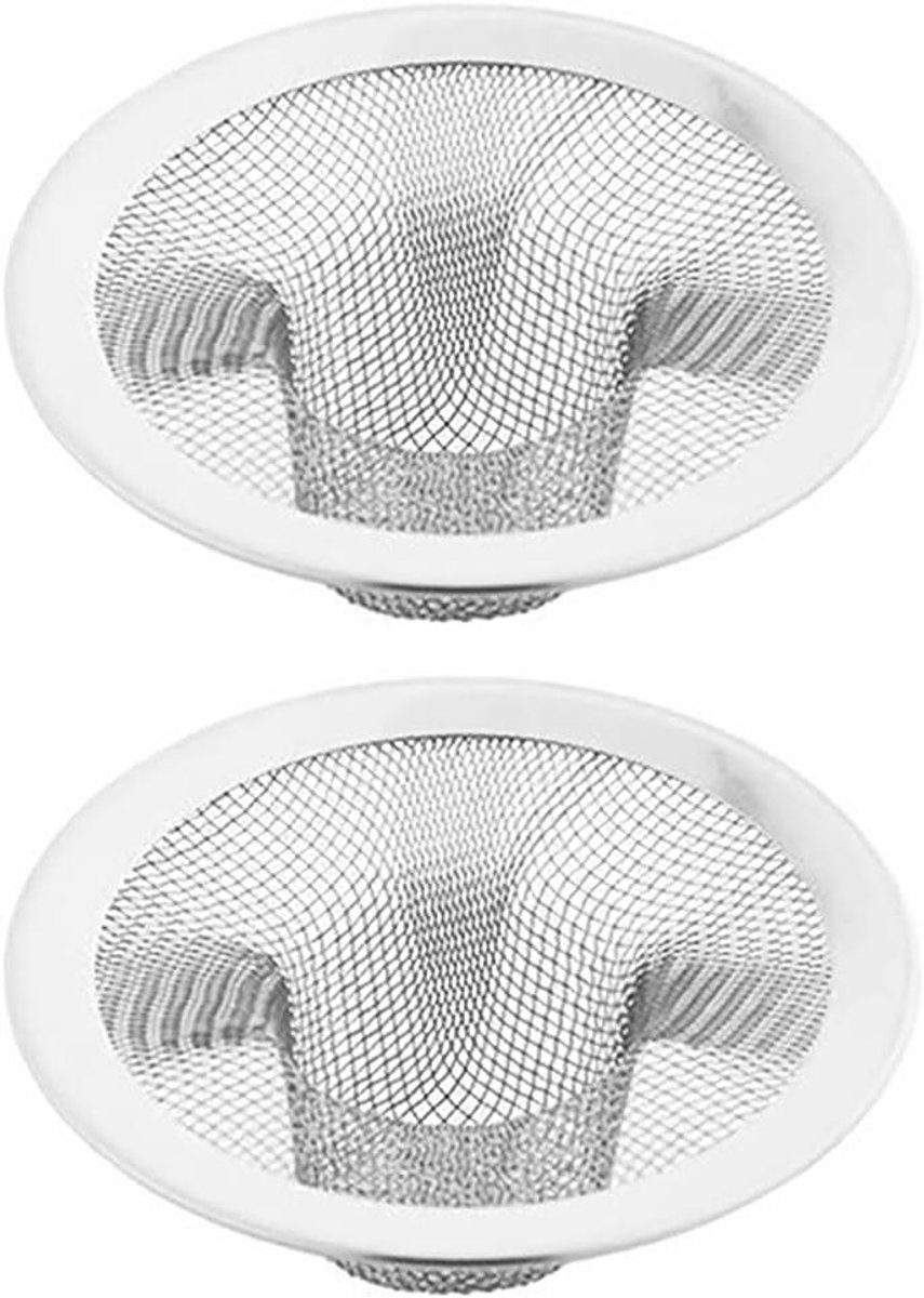 Allecto Plus - Spoelbak Afvoerzeef 2 stuks RVS Aanrecht Filter Mesh Haar Catcher - Keuken Badkamer Douche Vloer Afvoer 7cm/28 Inch (Midden)