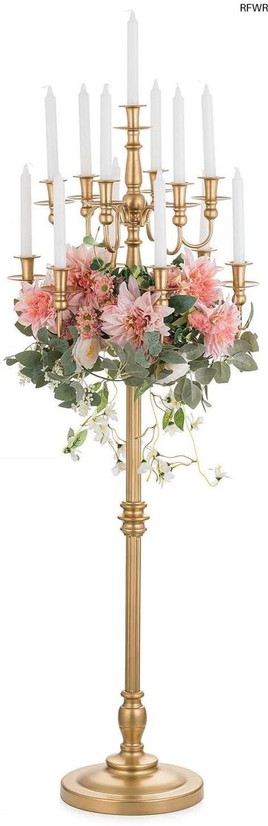 RFWR® Vloerstaande Gouden Kandelaber met 13 Armen - Antieke Kaarshouder van 130 cm voor Kerstdecoratie