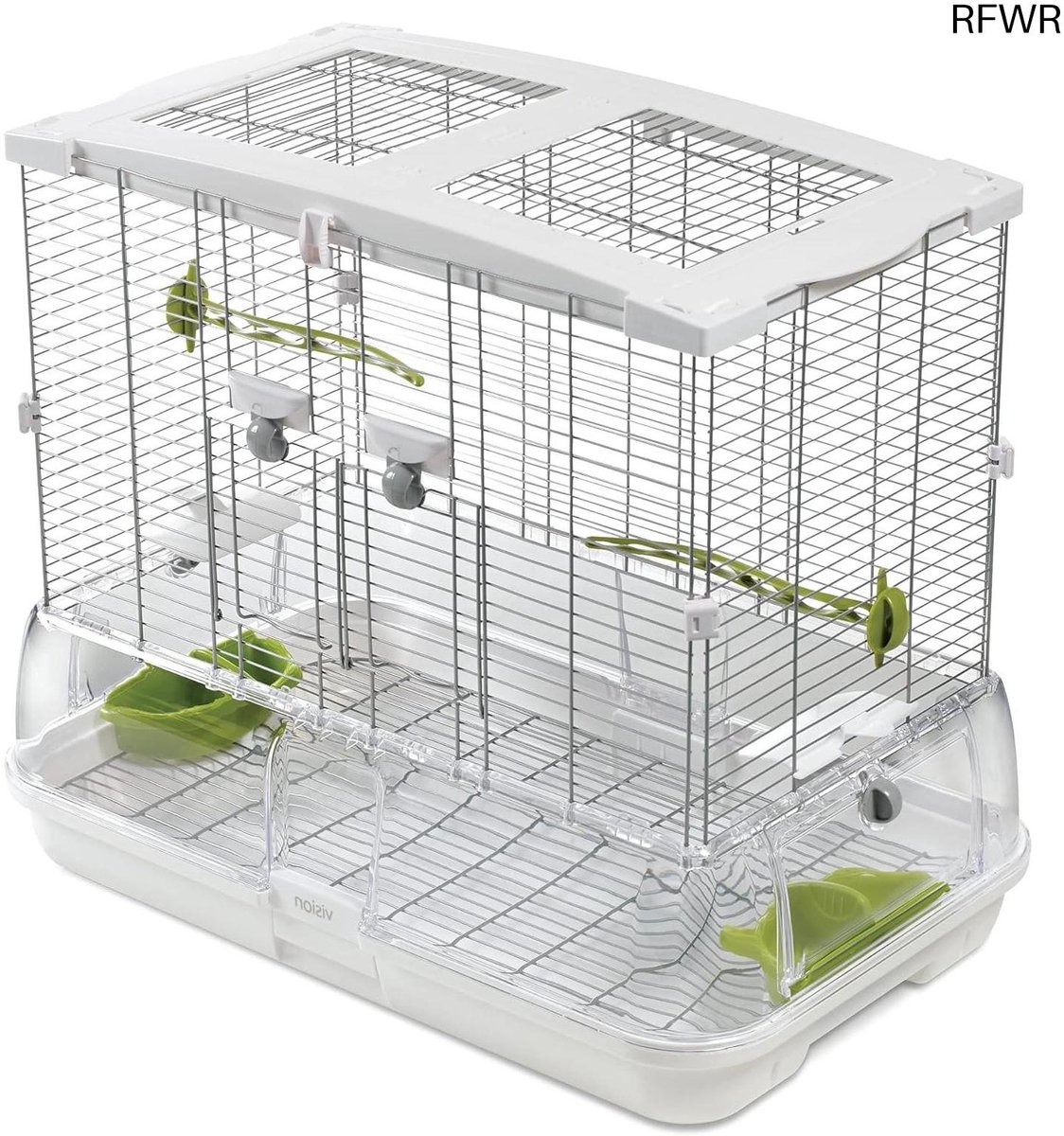 RFWR® Ruime Vogelkooi met Diep Bodemdeel - 62.5x39.5x53 cm, Wit Groen