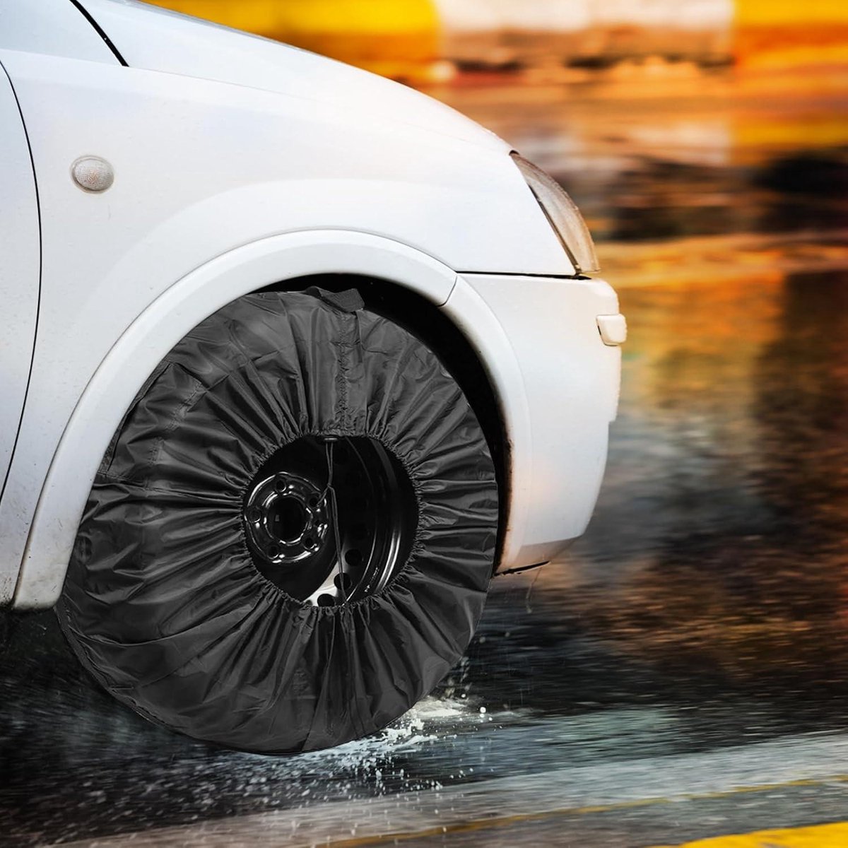 Allecto Plus - Bandenzakken Set van 4 - Waterdicht en stofdicht - Autobandentas voor banden tot 19-23 inch - Bandenbescherming en opslag - Reservehoes - Beschermhoes - Bandentas met rits - Zwarte bandenhoes.