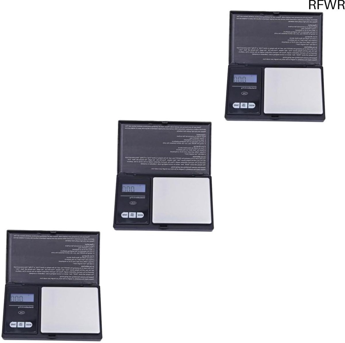RFWR® 3 Stuks Digitale Weegschaal 0.1g voor Sieraden met LCD-scherm