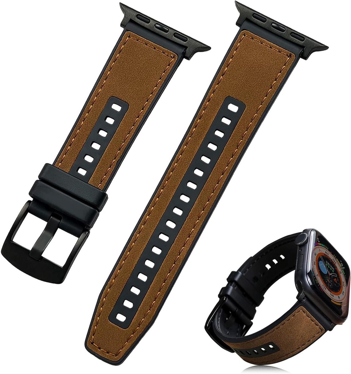Allecto Plus - Leren horlogebandje compatibel met Apple Watch, vervangende bandjes voor iWatch Series 1 t-m 10, diverse maten.